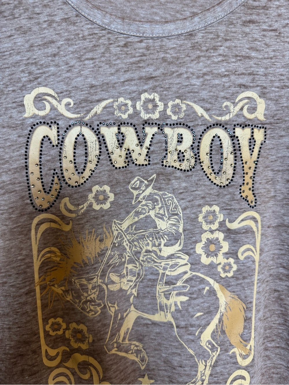 Vintage style Cowboy Graphic Brown Tee L - Picture 2 of 6